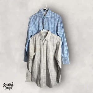 Brooks Brothers Men's Large Dress Shirts Bundle Blue White Checkered Casual M02 - Picture 1 of 4