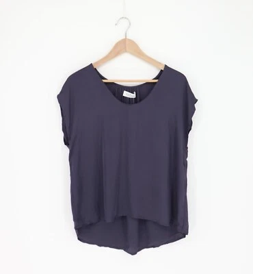 VELVET By Graham & Spencer Kali Satin Scoop Neck Top Navy S $150 F17 - Image 1 of 4