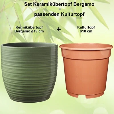 Set - Übertopf Bergamo + Kunststoffpflanztopf - Bild 1 von 4