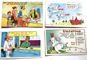 Vier alte antike humorvolle Postkarten - gebraucht - gute Laune - Bild 1 von 7