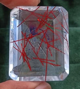 161.50 CT Red Rutilated Quartz Certified Emerald Cut Transparent Loose Gems 5MST - Picture 1 of 8