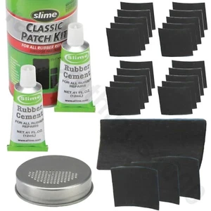 Slime 27 Pezzi Toppa Riparazione Gomma Tubo Interno un Kit Piatto con Colla Metallo Scuff - Foto 1 di 6
