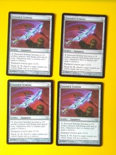 MTG Playset 4 cards as pics. Ensouled Scimitar. ARtifact. Fifth Dawn