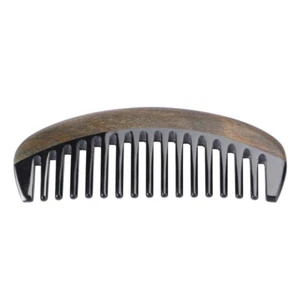 Peine de pelo antiestático de cuerno de buey natural dientes finos hecho a mano peine de madera de masaje - Imagen 1 de 12