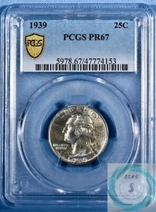 1939 Silver Proof Washington Quarter PCGS PR67 - Lots of Originality in TrueView - Picture 1 of 14