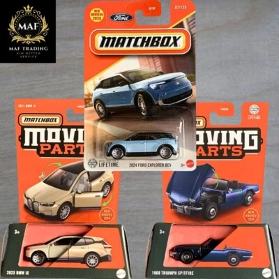 Matchbox Combo 1969 Triumph Spitfire Blue | 2023 BMW iX Nuovo + Ford Explorer... - Immagine 1 di 2