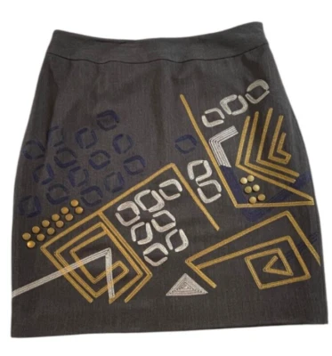 Peter Nygard женщин серый вышитый геометрический прямой юбка размер-8 - Изображение 1 из 4