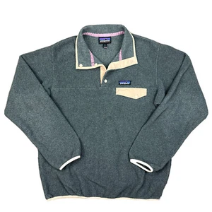 Patagonia Synchilla Pullover Snap-T Felpa in Pile Grigio Salmone Donna Medium - Foto 1 di 8