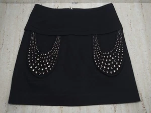 Vintage pollini Italy wool Black Metal Studs skirt Women’s Size 36 - Picture 1 of 13