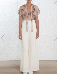 ZIMMERMANN Radiate Cascade Silk Tie Blouse Top Size 1 / AU 10 / US 6 - Picture 1 of 10