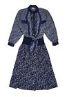 80s Vintage Sally Browne Australia Blue Shirt A-Line Daywear Dress Women's 12
