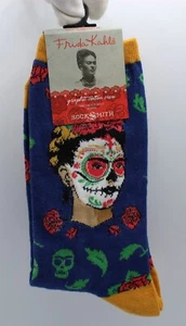 Socksmith Women's Crew Socks Day of the Dead Frida Kahlo Skull Novelty Footwear - Picture 1 of 7