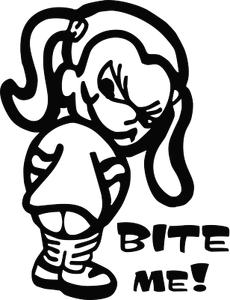 Calcomanía de vinilo Calvin's Bad Girl "Bite Me" calidad 42 colores disponibles - Imagen 1 de 44