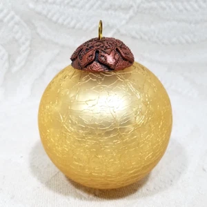 DE COLECCIÓN KUGEL ALEMÁN ADORNO DE NAVIDAD 3" ORO CREPITANTE VIDRIO DE MERCURIO CON TAPA DE LATÓN - Imagen 1 de 9