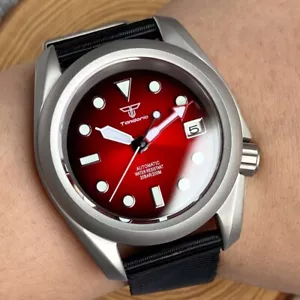 Tandorio 40mm Dive Military Sandblast NH35 Men Automatic Watch Red Sunburst Dial - Picture 1 of 6