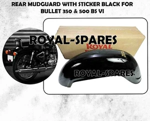REAR MUDGUARD BLACK WITH STICKER FIT FOR ROYAL ENFIELD BULLET 350 & 50 BS VI - Picture 1 of 20