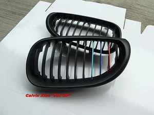 MIT M COLOR MATT BLACK KIDNEY GRILLE BMW E60 5 SERIES 2003-2010 - Picture 1 of 6