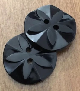 Black Flower Button 2 Hole 23mm (36L) Pack Of 6 - Picture 1 of 3
