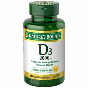 Nature's Bounty Vitamin D3 2000IU Supplement Bones & Immune Support 240ct 3 Pack - Picture 1 of 2