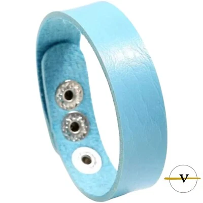 BRACCIALE UOMO DONNA IN CUOIO COLORE TURCHESE CELESTE REGOLABILE - Immagine 1 di 4