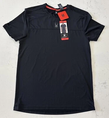 Camiseta activa ligera de manga corta Spyder para hombre negra, talla mediana Foto 1 de 4