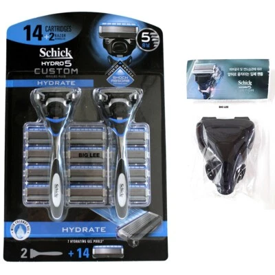 Schick Hydro 5 Custom HYDRATE 2 Razor Handles + 14 Cartridges Travel Cover - Image 1 of 3