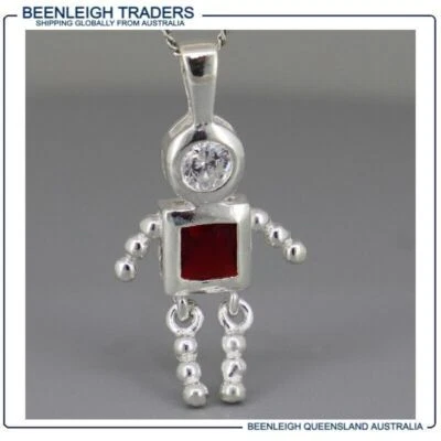 Sterling Silver BEAD BABY, GEM BABY CHARM Ruby Red  July Stone Small Square  New - Image 1 of 4