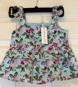 Janie and Jack Long Shirt Green Floral Baby Doll Size 7 NEW $42 Value - Picture 1 of 3