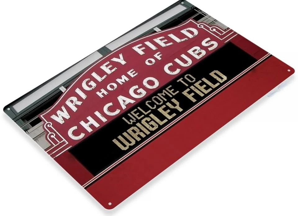 CHICAGO CUBS WRIGLEY FIELD TIN SIGN WORLD SERIES CHAMPIONS CURSE ST LOUIS 12X18 - Image 1 of 1