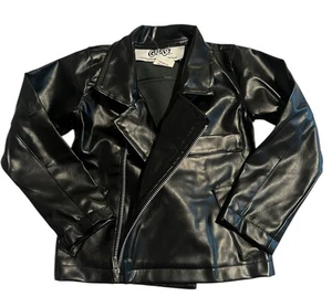 Grease T Birds Black Jacket Costume Kids 4T Faux Leather Thunderbirds Halloween - Picture 1 of 11