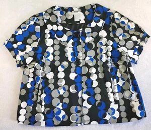 Tweeds Polka Dot Swing Jacke Damen Gr. XL Shirt schwarz/blau Peter Pan Kragen  - Bild 1 von 7