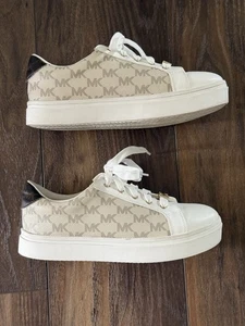 Michael Kors Lace Up Size 4 Sneakers With Lace Jewels Two Tone MK EUC - Picture 1 of 16