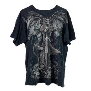 2007 Grim Reaper AOP Liquid Blue Black Tee T-Shirt Large - Picture 1 of 5