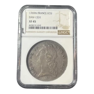 1769 A Paris FRANCE Silver Ecu DAV-1331 Louis XV NGC XF45 Slab Crack 1A - Picture 1 of 4