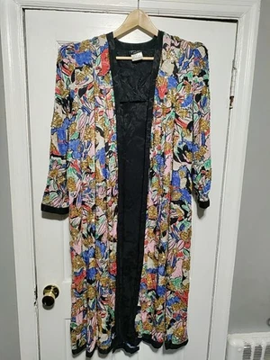 Casaco social vintage década de 1980 "Diane Fres Original" lantejoulas de seda miçangas espetacular - Imagem 1 de 4