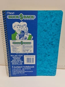 Cuaderno Mead 5 sujetos 06-7870 de colección nuevo en stock oferta Buck Back gobernado por la universidad - Imagen 1 de 6