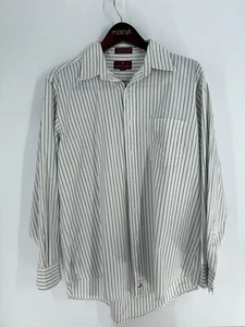 VTG Nordstrom Striped Regular Fit 80's 2 Ply Classic Button-Up Shirt White - Picture 1 of 7