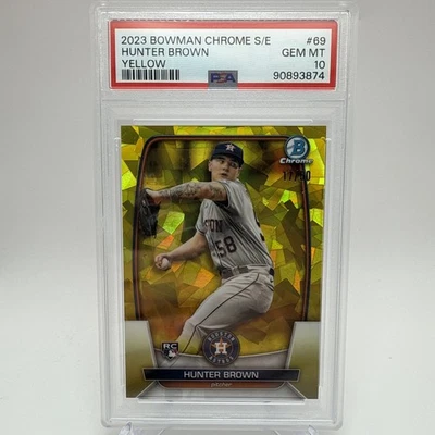 2023 Bowman Chrome - Hunter Brown /50 Yellow Sapphire - Astros Rookie RC PSA 10 - Image 1 of 4