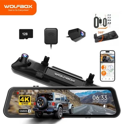 WOLFBOX G900PRO 4K Mirror Dash Cam Front and Rear with OEM Bracket&Hardwire Kit - Image 1 of 4