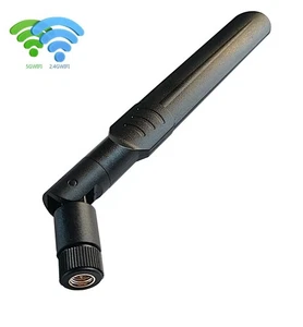 doble banda 2.4 y 5G p. ej. Antena WiFi Negra/5dB/16cm/RP-SMA/90°/50Ohm/Estilo Paleta - Imagen 1 de 5