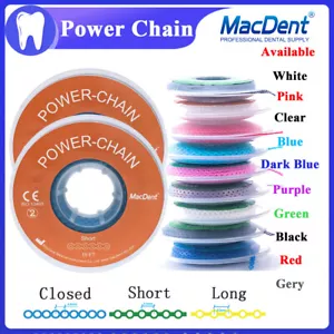 Dental Orthodontic Power Chains Braces Rubber Bands Elastic Short Long Closed A - Picture 1 of 11