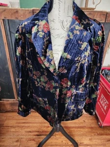 Chaqueta Coldwater Creek Terciopelo Floral Arrugada Talla Mujer Damas 1X - Imagen 1 de 6