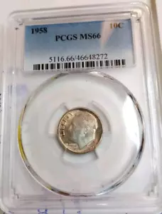 1958 10C PCGS MS66 ONE DIME COIN. AMAZING TONING - Picture 1 of 4