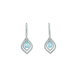 Gold Coast 14k Platinum Plated Teardrop Blue Aquamarine Earrings Set
