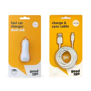 Good 2 Go 3.4A Car Charger 2M Micro USB Cable Combo for Samsung/Android Phone - Picture 1 of 3