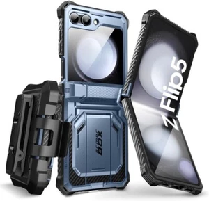 Full-Body Case with Stand for Samsung Galaxy Z Flip 5, Hinge Protection, Blue - Photo 1 sur 10