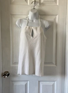 7th Avenue New York & Co Ribbed Halter Top White Size Large NWT - Picture 1 of 6