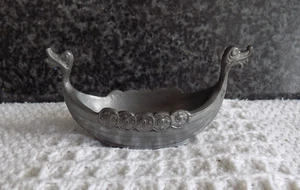 Norwegian Pewter Viking Ship Handgjort Norge Longboat Design Scandinavian - Picture 1 of 4
