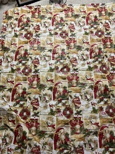 Vintage Christmas plastic tablecloth with material backing, 58"x99" - Picture 1 of 5