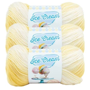 (3 Pack) Lion Brand Yarn 923-211W Ice Cream Baby Yarn, Lemon Meringue - Picture 1 of 9